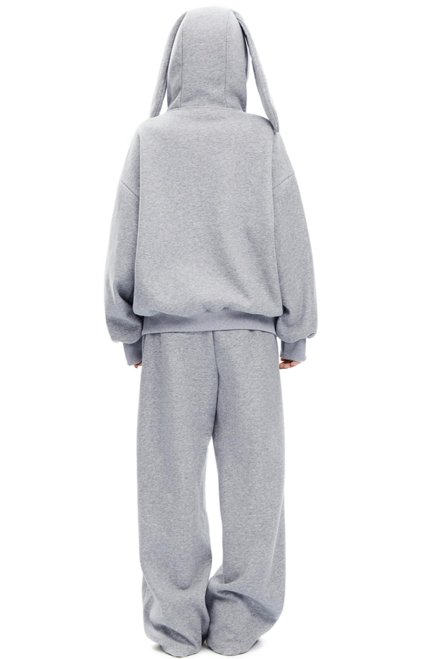 Bunny Ears Hooded Cardigan & Wide Pants Set-Up