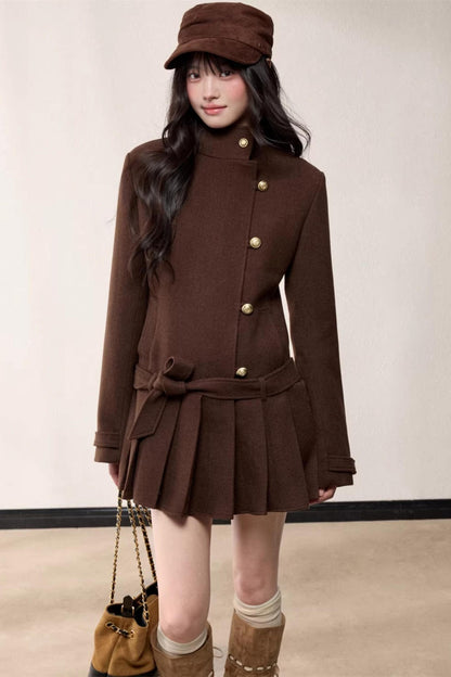 Stand-Up Collar Woolen Coat