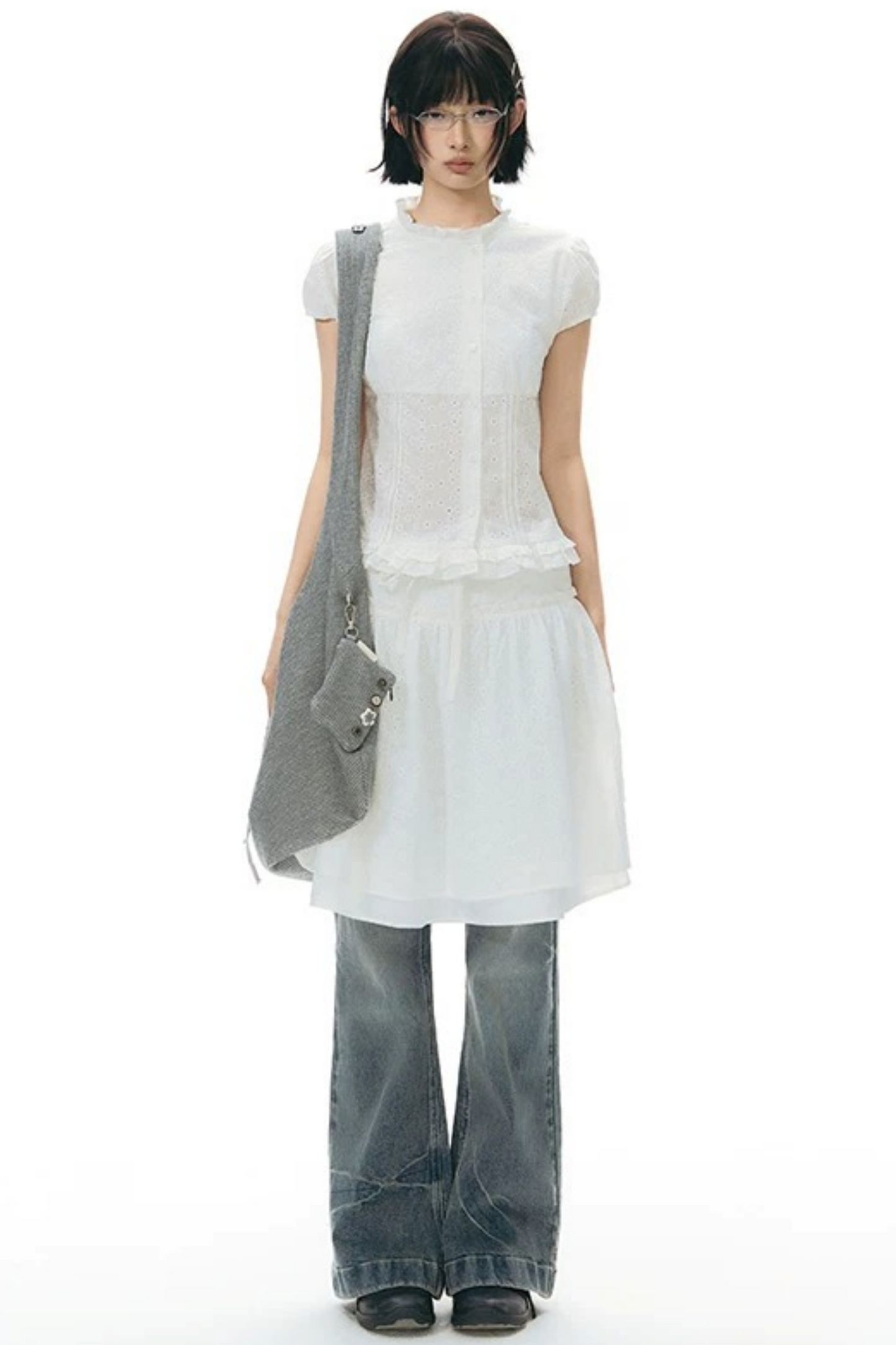 Double-Sided Button Crossbody Bag