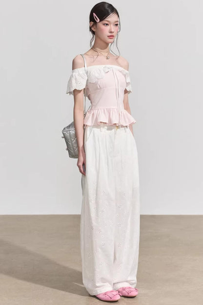 Blusa francese a fiori con volant