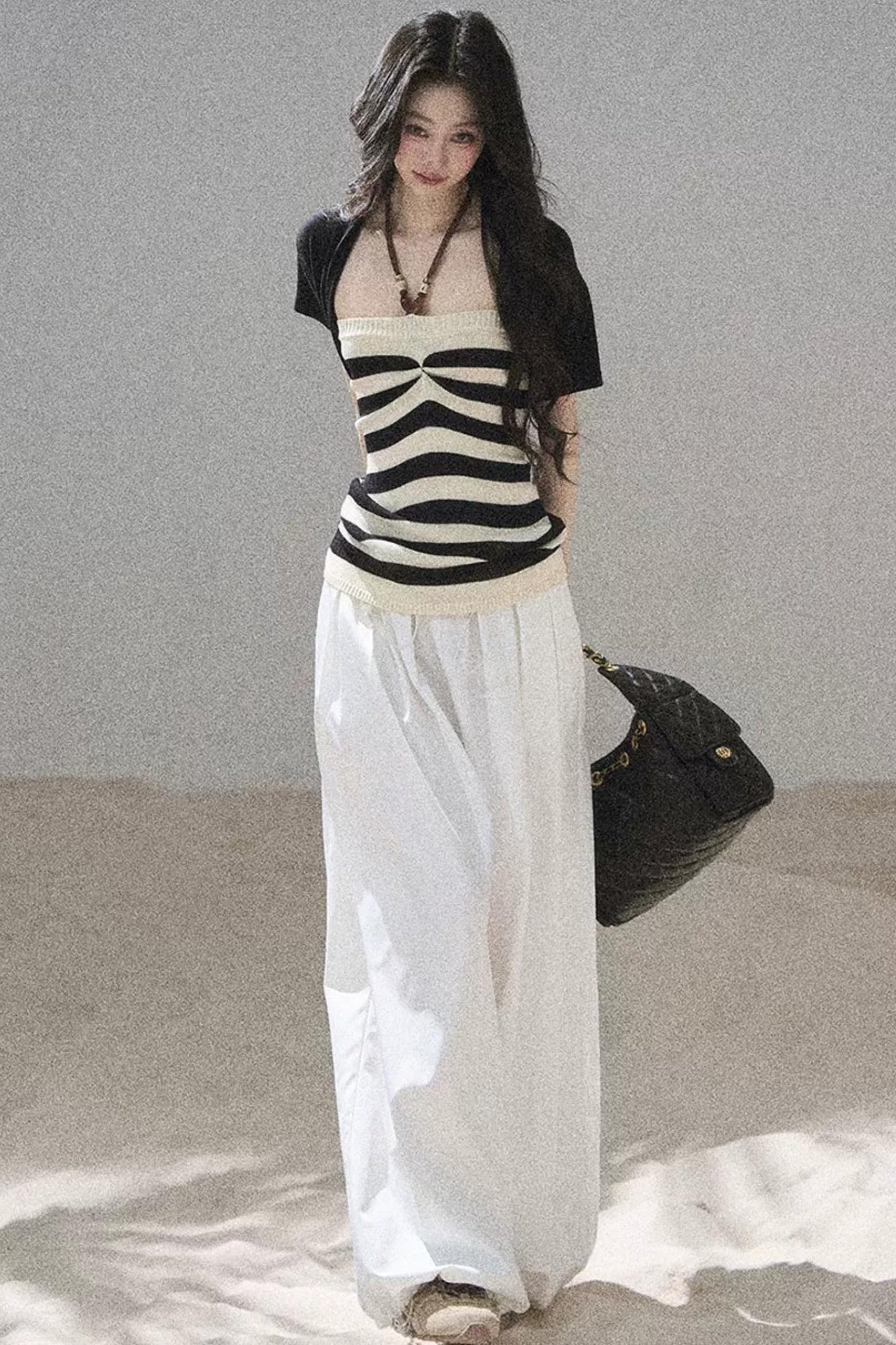 Flowing Twilight Striped Top Set