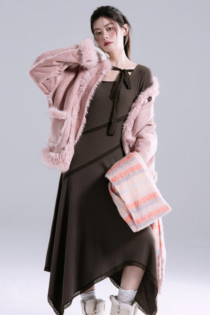 Frost Gray Reversible Fur Jacket