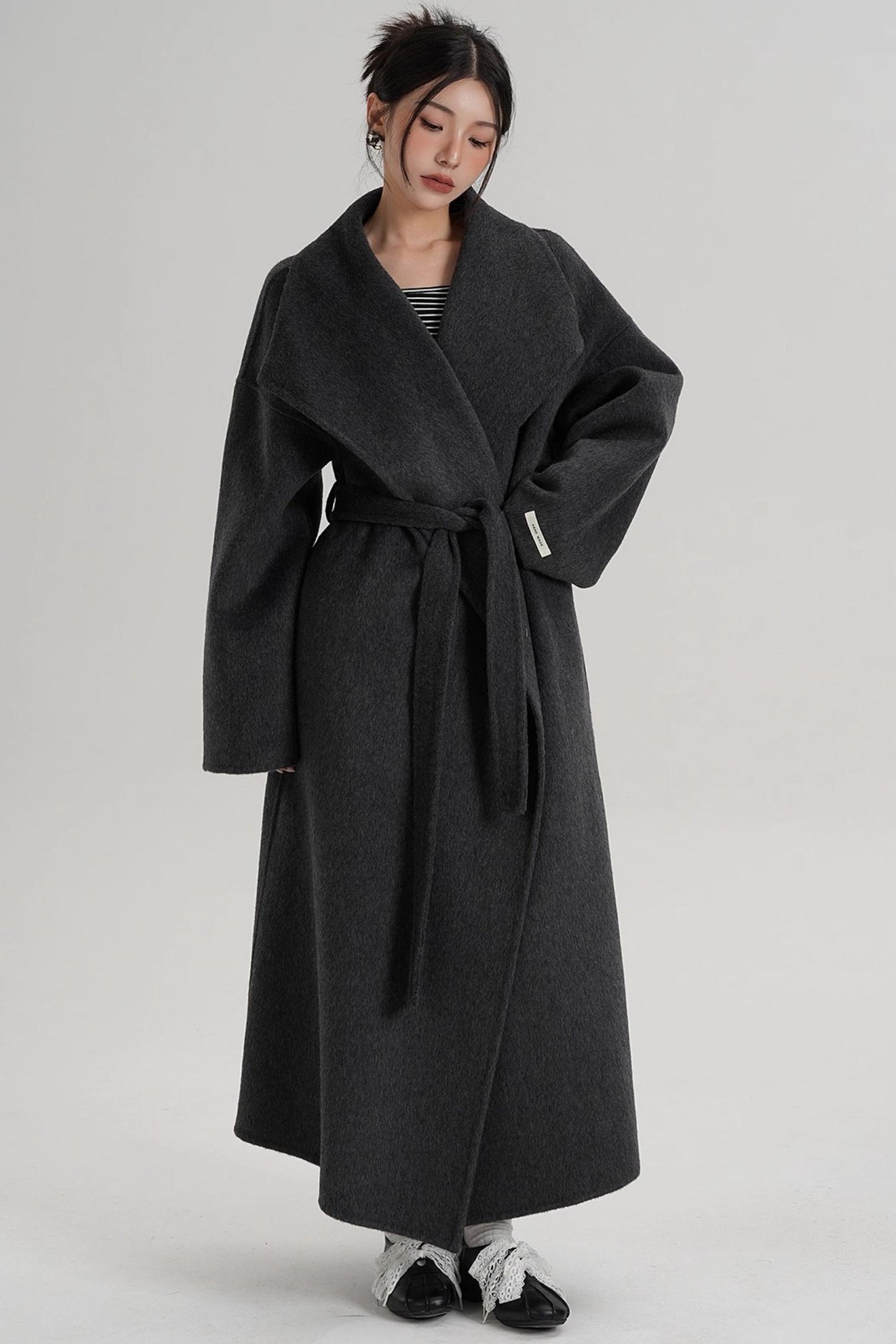 Large Lapel Long Wool Coat