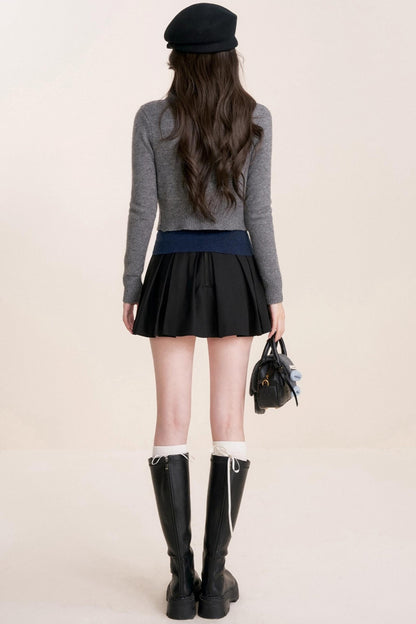 Cashmere Wool Crew Neck Knit Coat