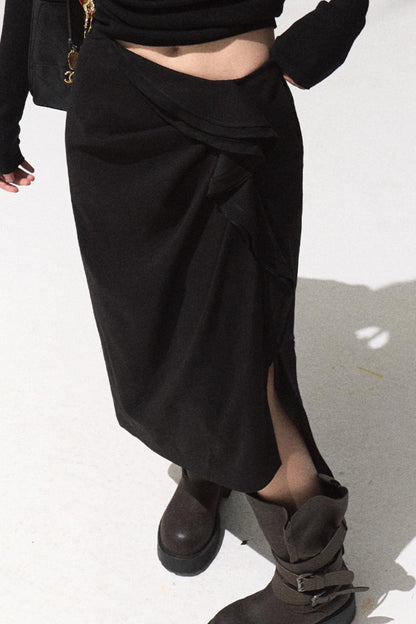 Green Oak Gray Pleated Skirt