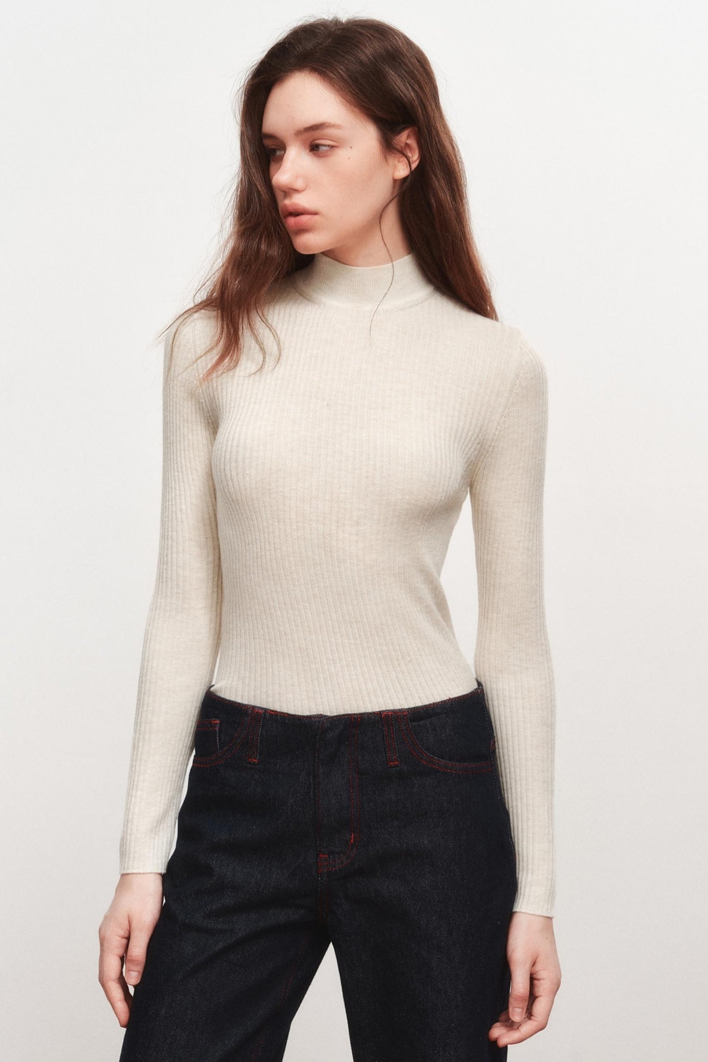 High Neck Knitted Sweater Top