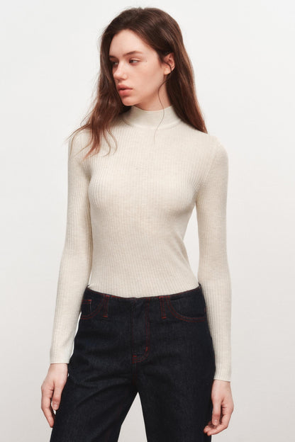 High Neck Knitted Sweater Top
