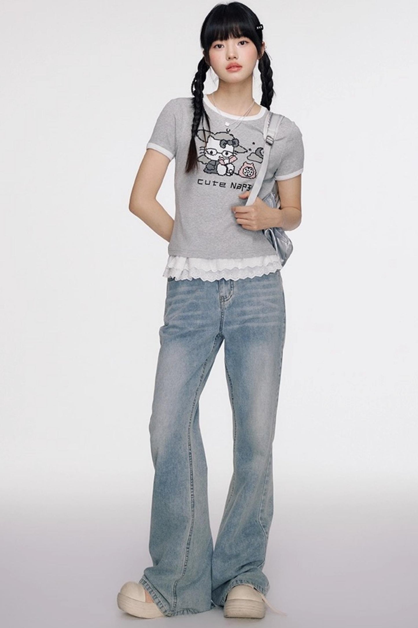 Original Cartoon Print Crop Top