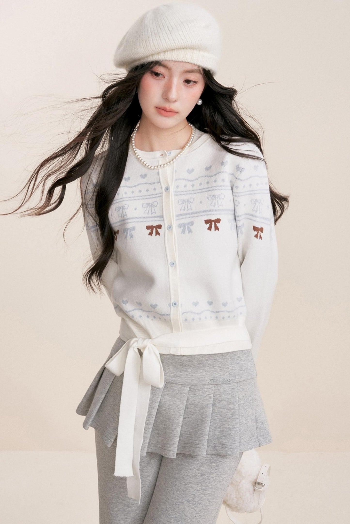 Pure Hand-Painted Jacquard Crew Neck Sweater