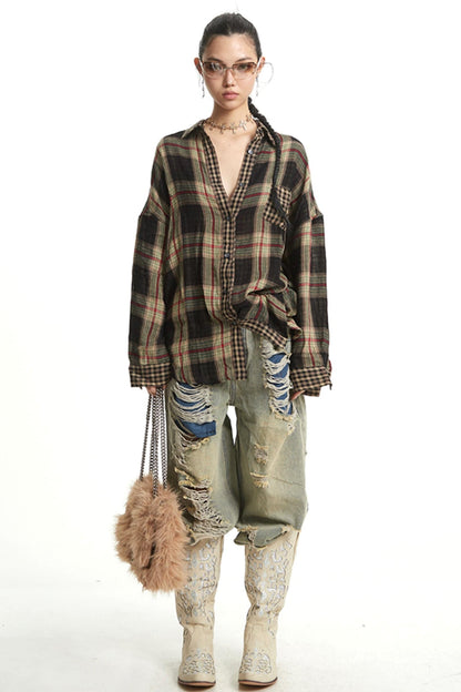 Retro Wide-Leg Denim Trousers