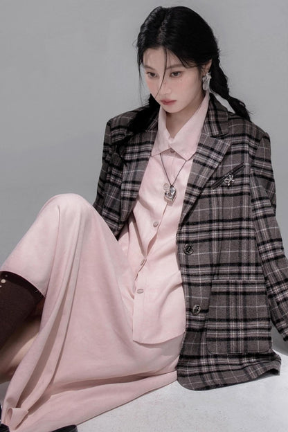 Gray Patchwork Tweed Jacket