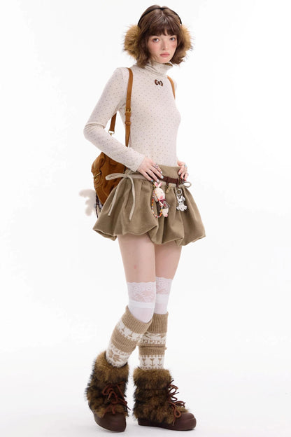 Autumn High-Waisted Woolen A-Line Skirt