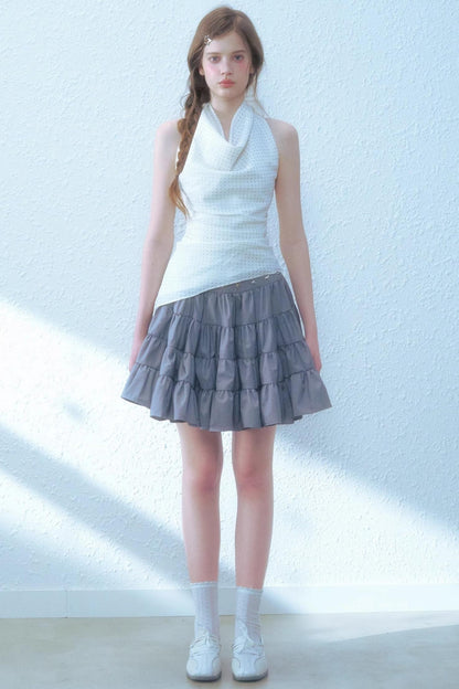 Beige Blue Swing Top