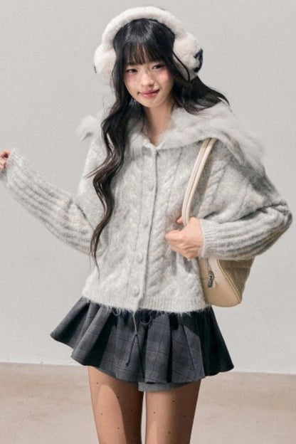 Fox Fur Knit Cardigan