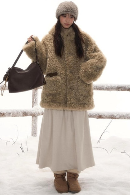 Reversible Hooded Suede Coat