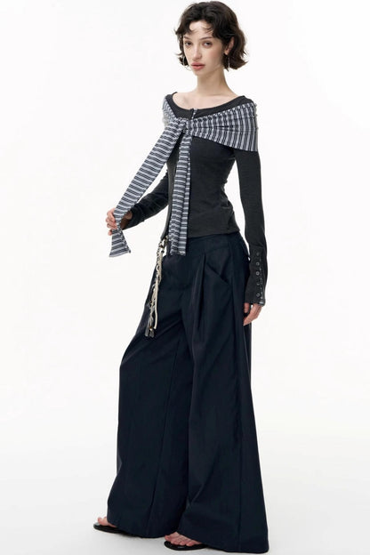 Off-the-Shoulder Striped Tops