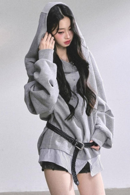 One Shoulder Grayscale Sweatshirt Dress
