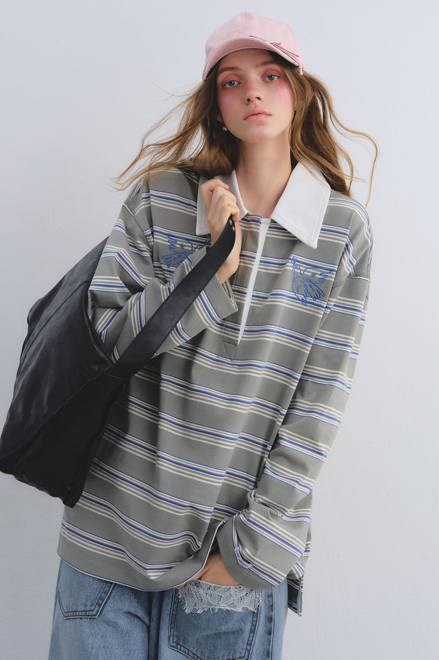 American Patchwork Striped Polo Blouse