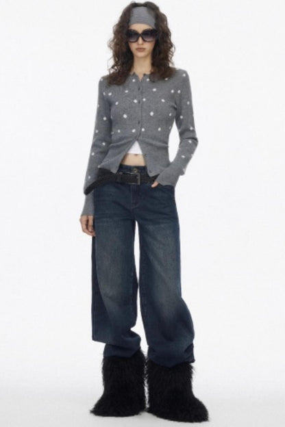 Vintage Polka Dot Base Knit Cardigan