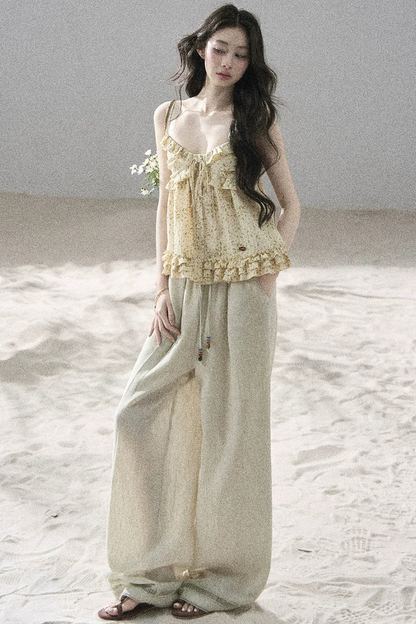 French Floral Ruffle Babydoll Top