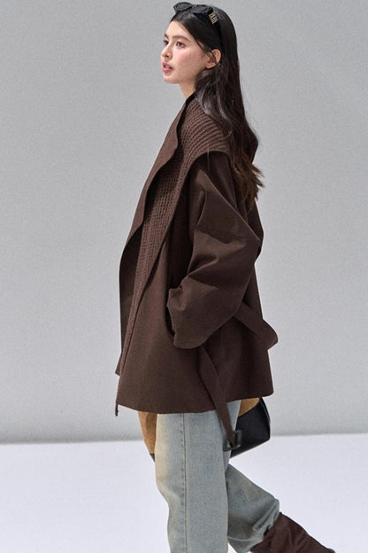 Vintage Woolen Trench Shawl Jacket