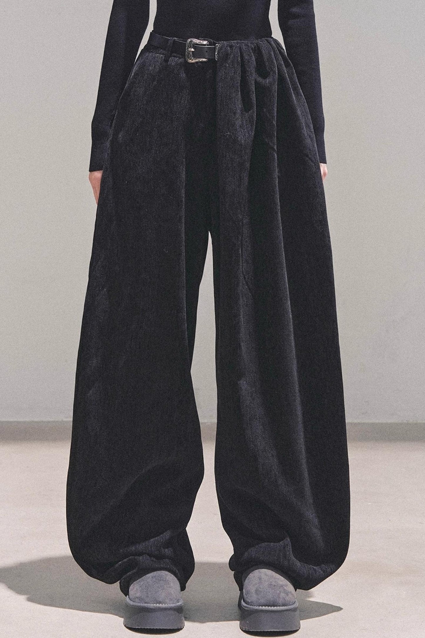 Fleece-Lined Wide-Leg Pants