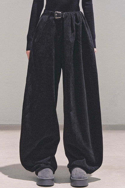Fleece-Lined Wide-Leg Pants