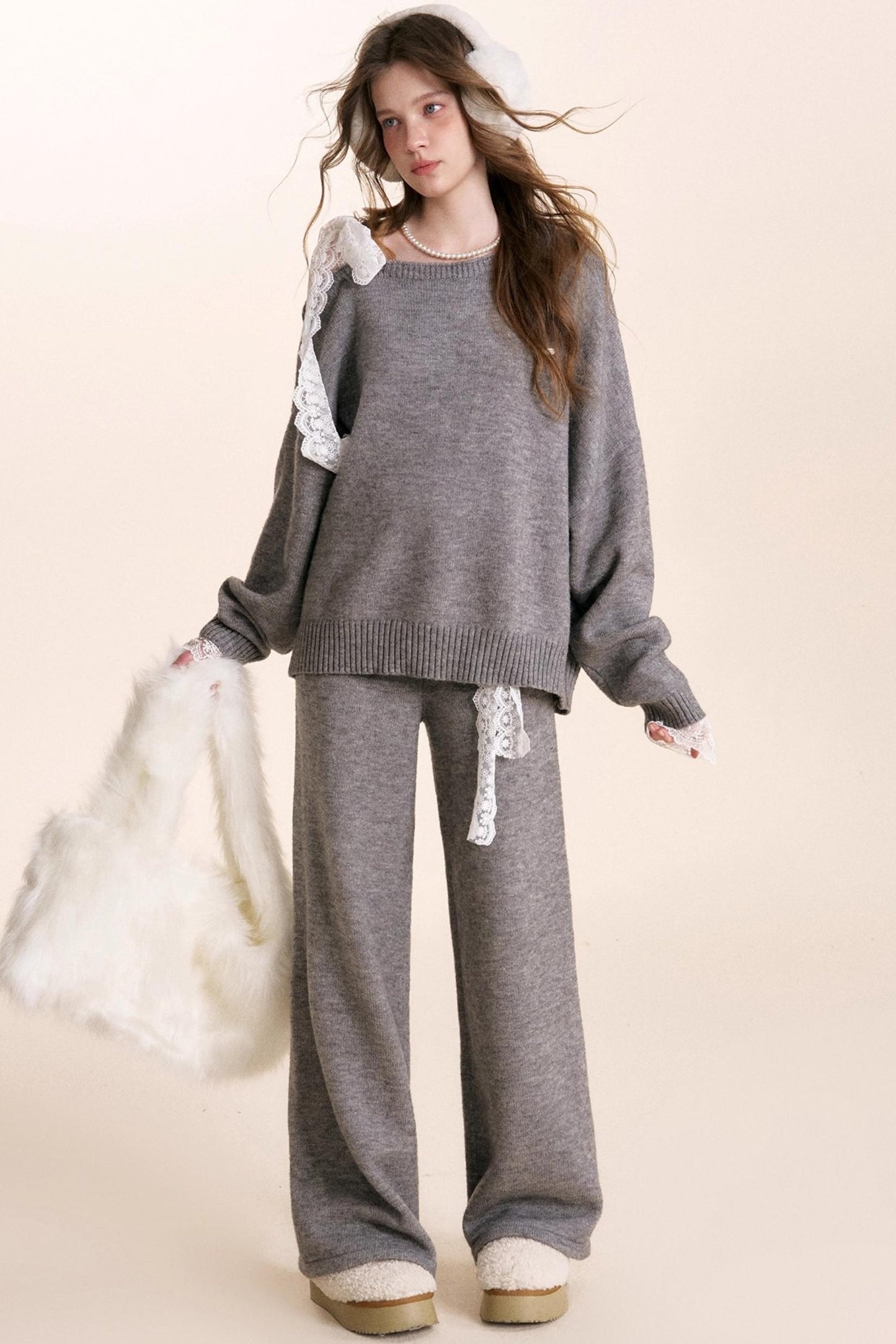 Romantic Lace Wool Sweater Set-Up