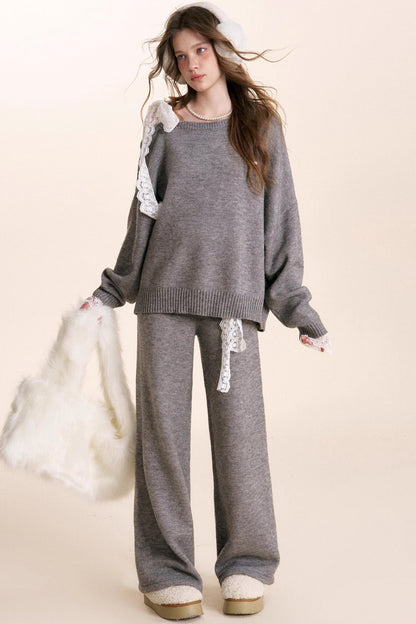 Romantic Lace Wool Sweater Set-Up