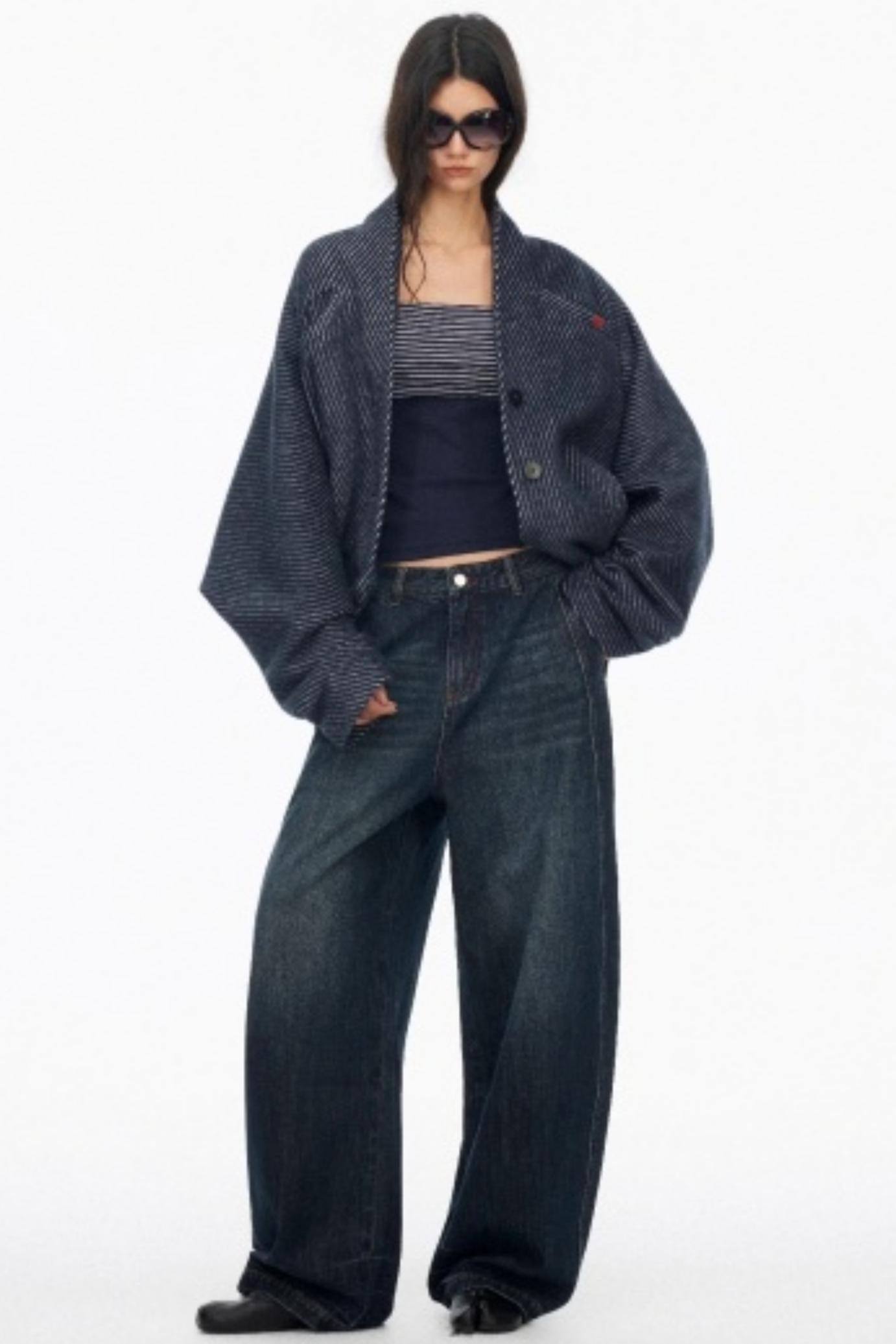 Distressed Cat Whiskers Straight Jeans