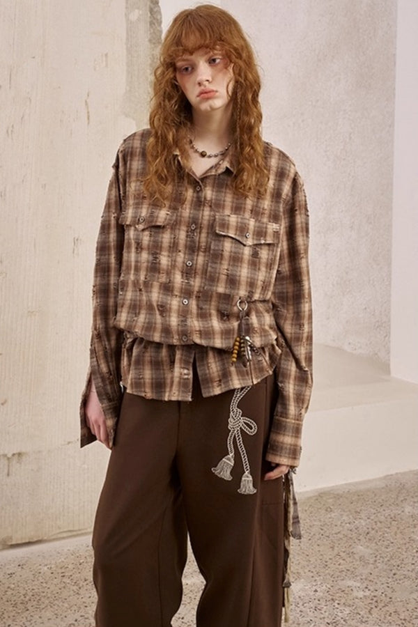 Vintage Distressed Plaid Shirt