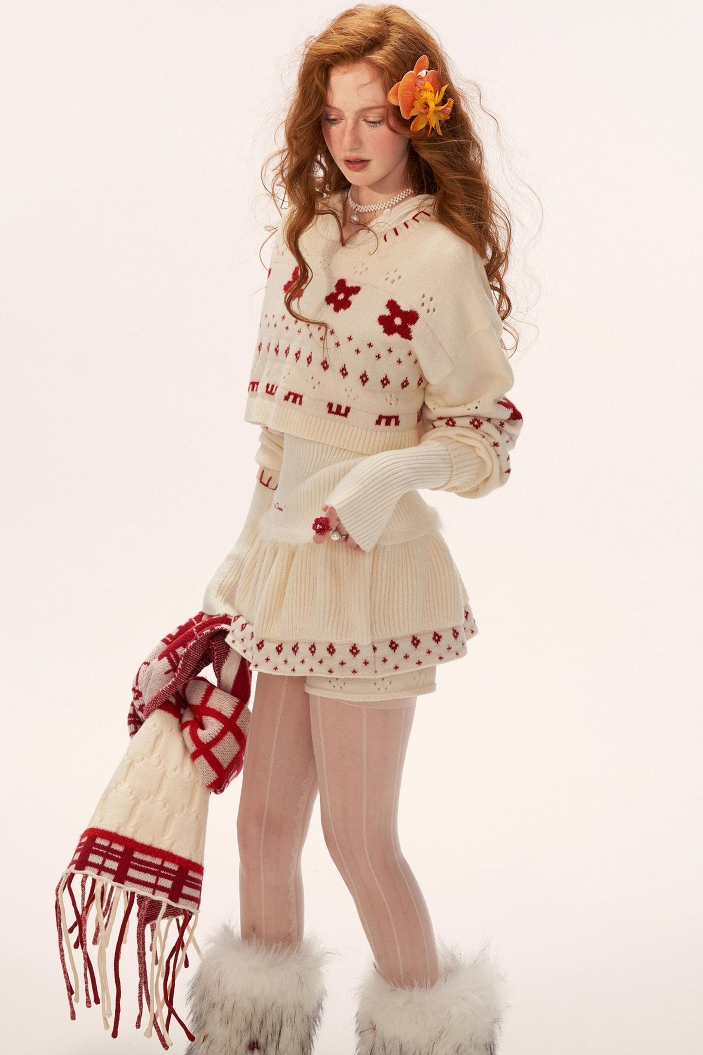 Star Jacquard Sweater Top Set-Up