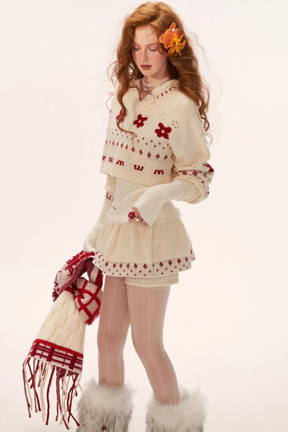 Star Jacquard Sweater Top Set-Up