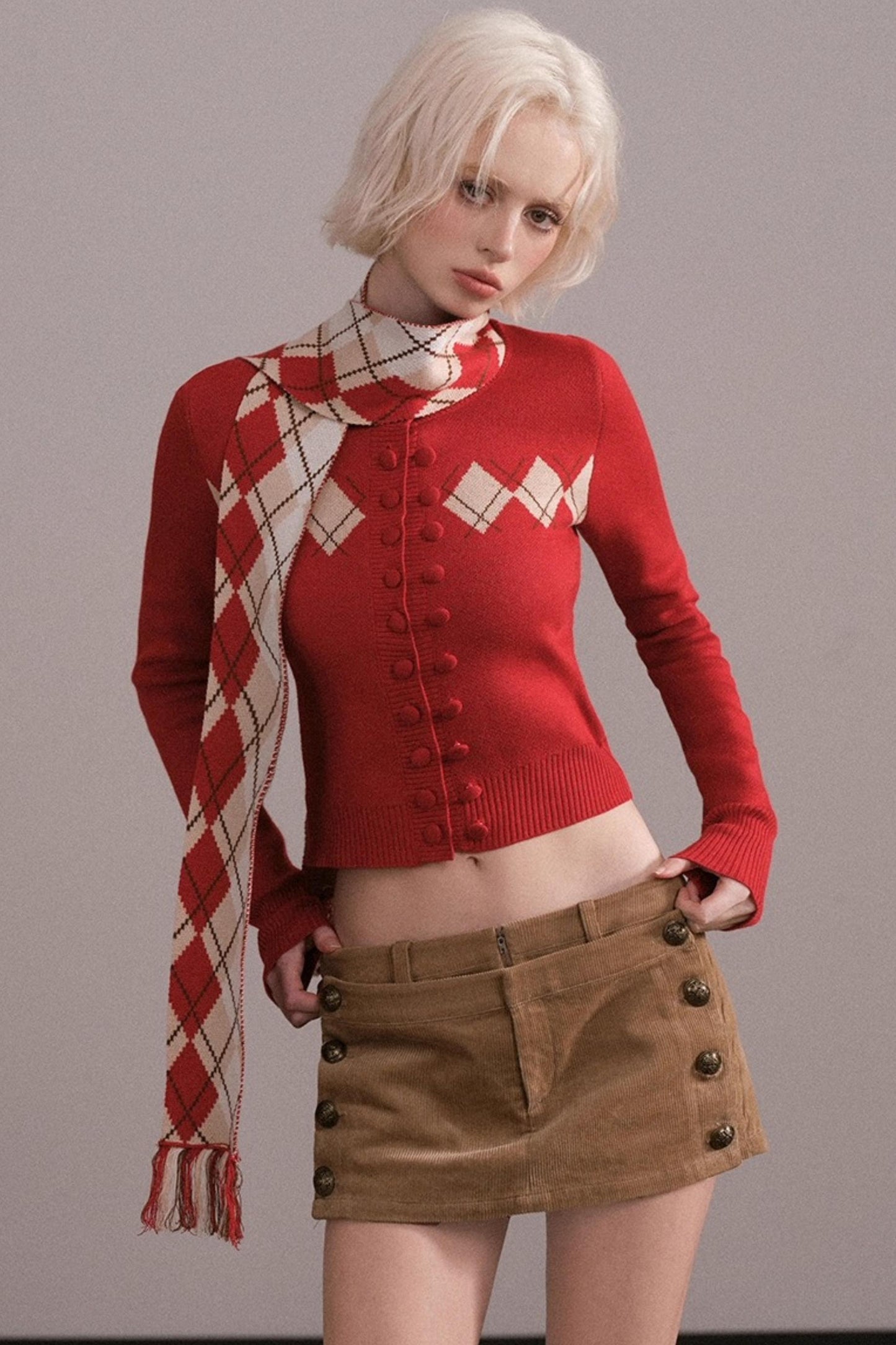 Slim-Fit Quilted Knit Sweater Set