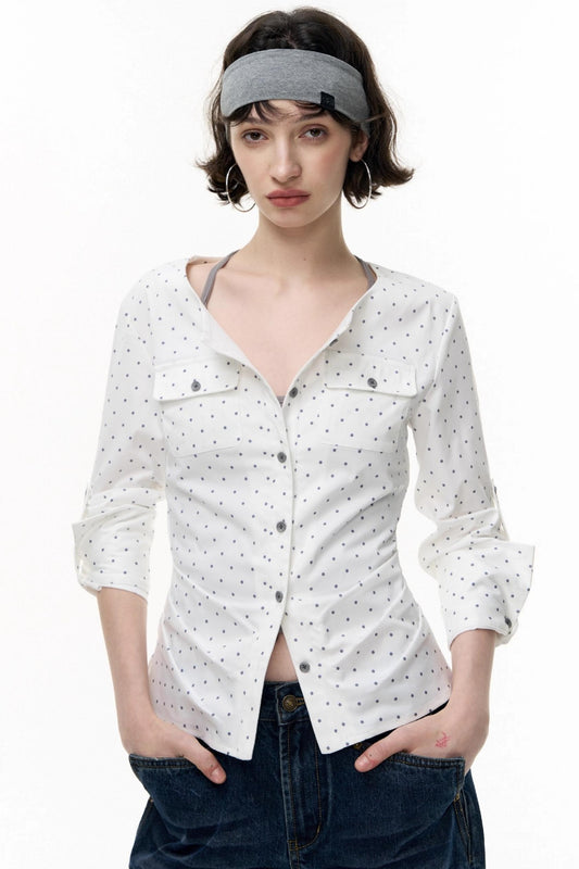 Slimming Retro Polka Dot Shirt