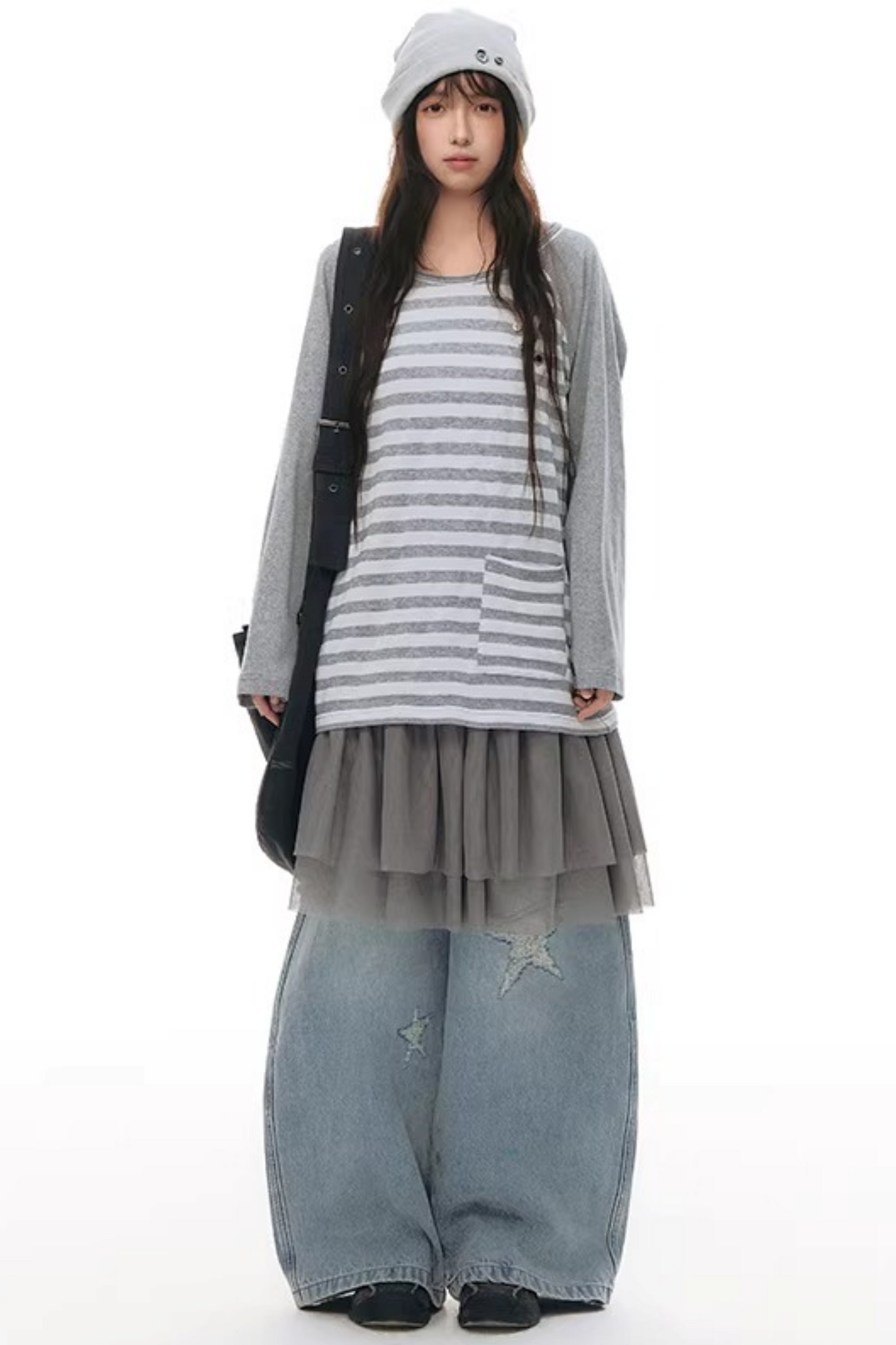 와플 니트 버튼 모자