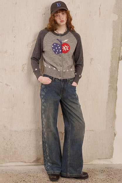 Apple Wool Blend Slim Fit Knitted Cardigan