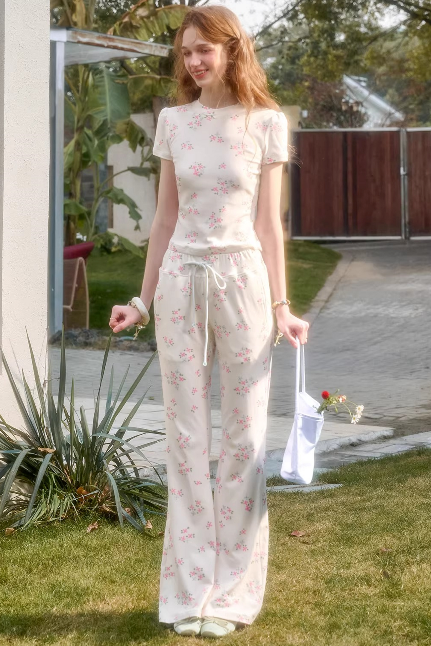 Blue Velvet Floral Cardigan Set-Up