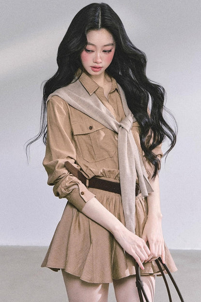 Plaid Two-Piece Winter Dress Set-Up