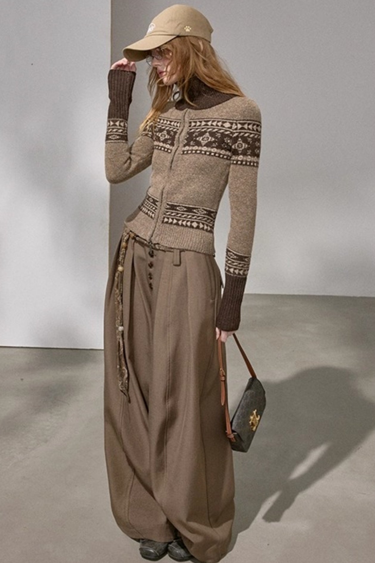 Button Pleated Winter Pants