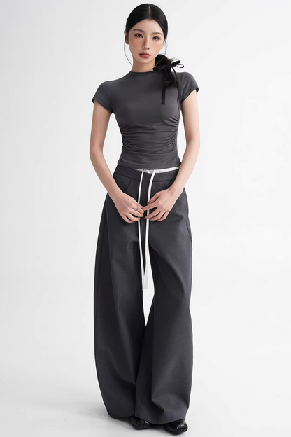 Elegant Color-Blocking Wide-Leg Pants