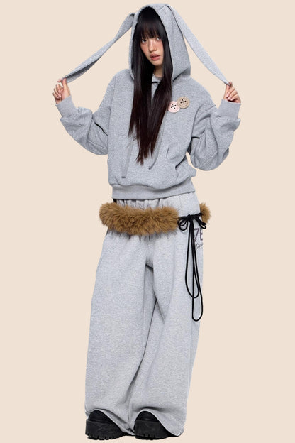 Retro Rabbit Drawstring Hoodie