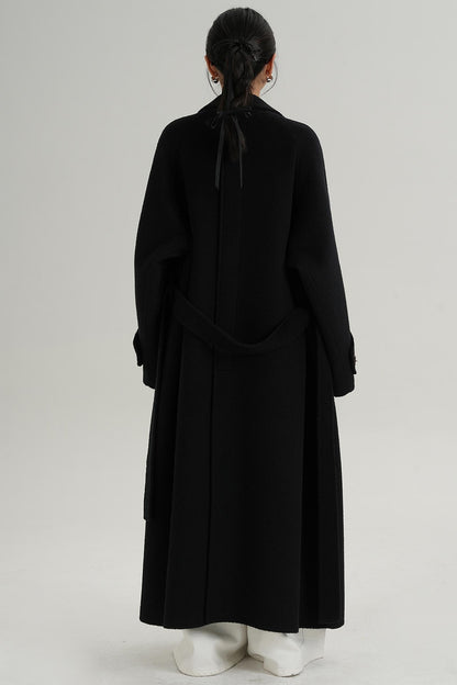 High-End Long Lapel Wool Reversible Coat