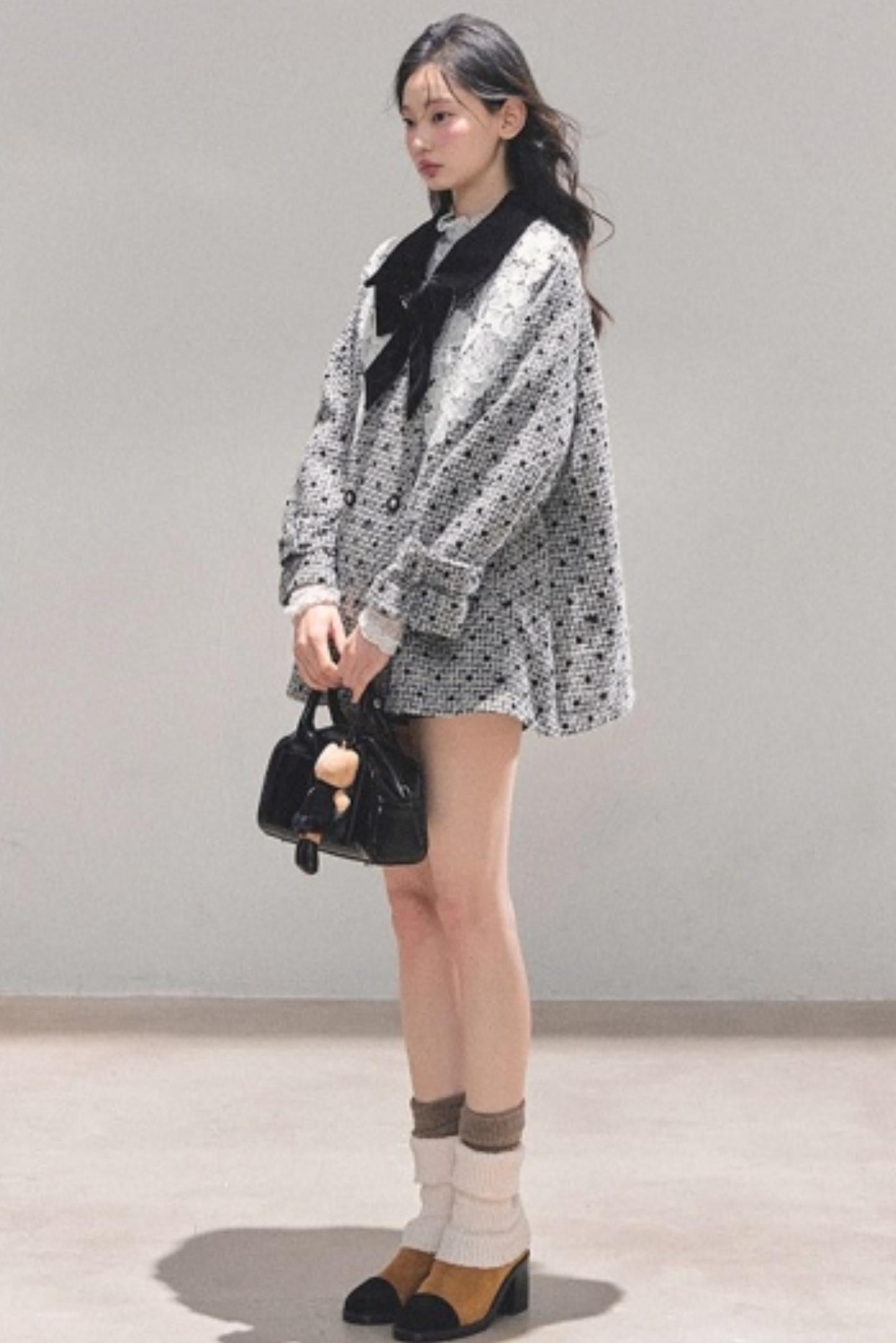 Lace Plaid Winter Coat