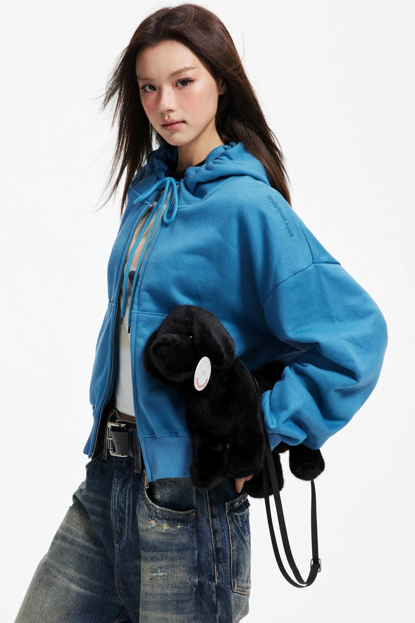 Cropped Hooded Cardigan Zip Jacket