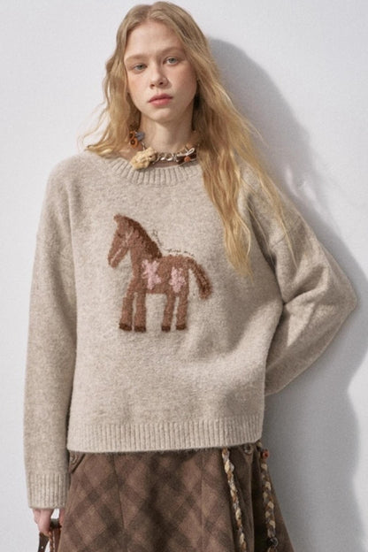 Floral Pony Festive Sweater