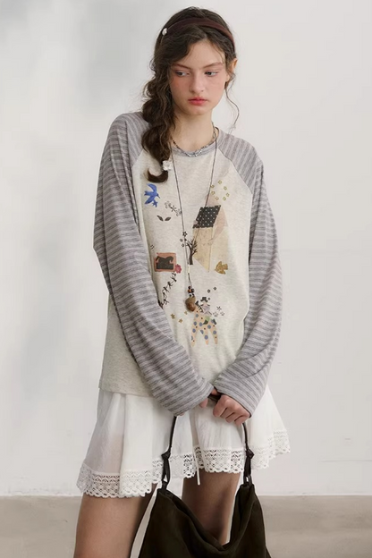 Plaid Lace Pleated Skirt