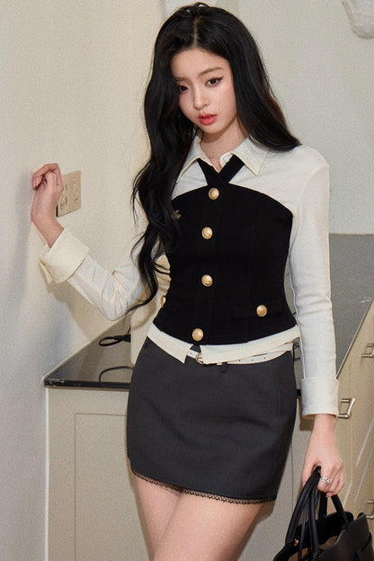 Elegant Color-Blocking Top