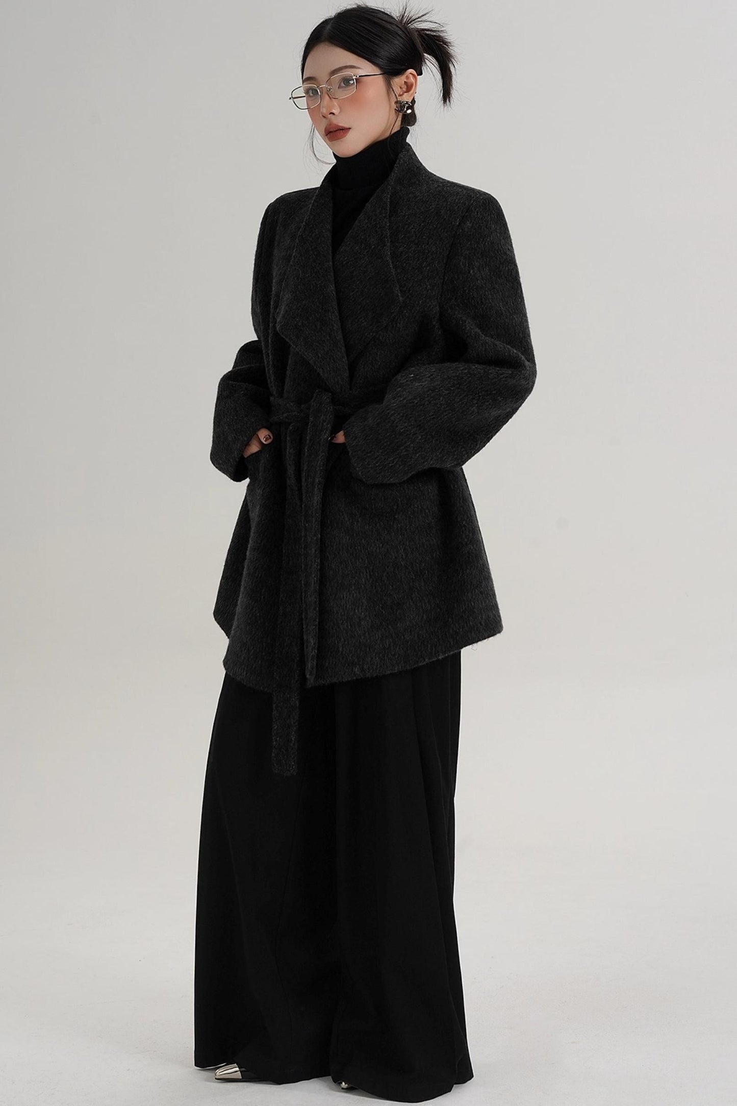 Charcoal Black Wool Coat