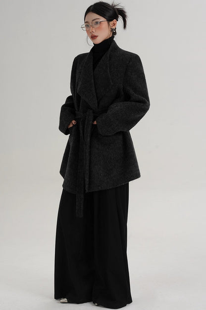 Charcoal Black Wool Coat